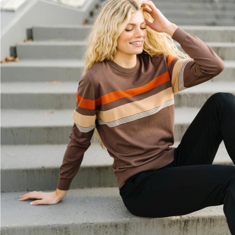 NWOT ZYIA Bark Stripe Fortrose Sweater